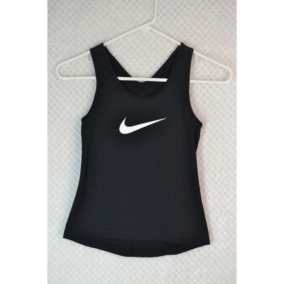 Nike Dri-Fit Girls Small Black Racerback Fitted Front Graphic Tank Top - Picture 1 of 11